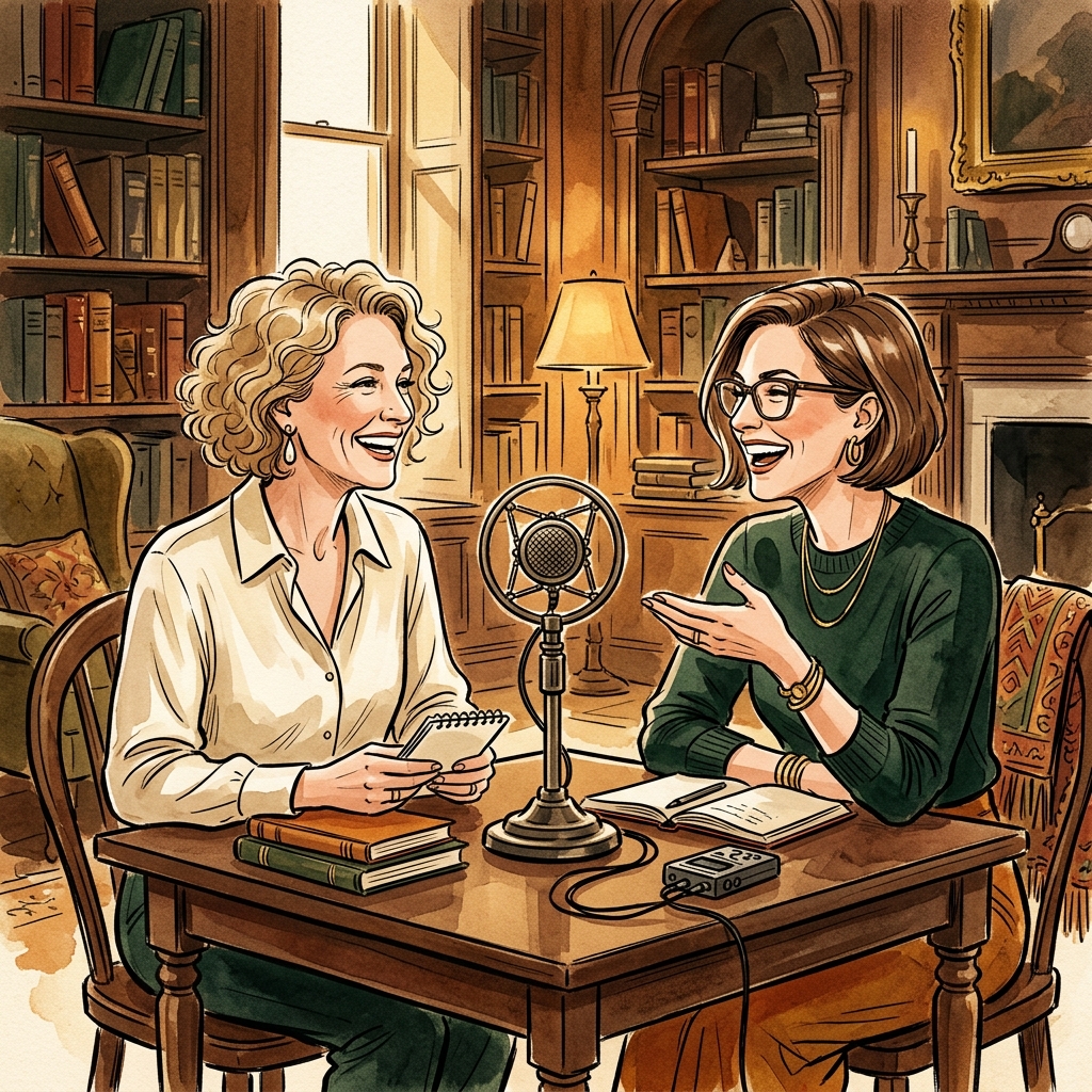 Margaux Bellamy and Tessa Kincaid recording The Long View